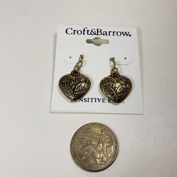 Ornate Heart Dangle Earrings – Vintage-Inspired Floral Boho Fashion Jewelry 1-in - Picture 6 of 7